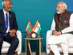 Prime Minister Narendra Modi with President of Maldives Mohamed Muizzu during the COP28 in UAE in December 2023. (PTI file photo)