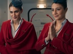 Kareena Kapoor, Kriti Sanon and Tabu in a still from Crew. 
