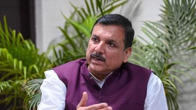 AAP leader Sanjay Singh at the party headquarters on DDU Marg in New Delhi on Saturday. (Sanchit Khanna/HT Photo) AAP leader Sanjay Singh at the party headquarters on DDU Marg in New Delhi on Saturday. (Sanchit Khanna/HT Photo)