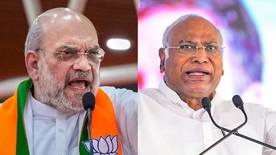 Union home minister Amit Shah and Congress president Mallikarjun Kharge. Union home minister Amit Shah and Congress president Mallikarjun Kharge.