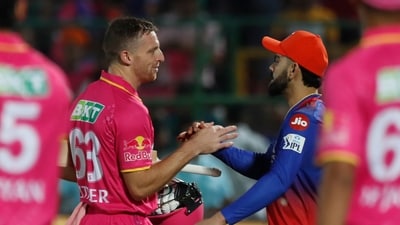 Jos Buttler with a century on the last ball of the match trumped Virat Kohli's ton from the first innings as Rajasthan Royals beat Royal Challengers Bengaluru by 6 wickets. (AP) Jos Buttler with a century on the last ball of the match trumped Virat Kohli's ton from the first innings as Rajasthan Royals beat Royal Challengers Bengaluru by 6 wickets. (AP)
