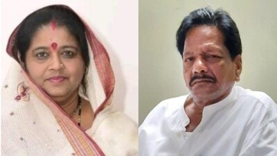 Congress MLA Anubha Munjare and her husband BSP Lok Sabha candidate Kankar Munjare Congress MLA Anubha Munjare and her husband BSP Lok Sabha candidate Kankar Munjare