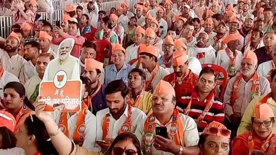 People attend a public meeting of PM Narendra Modi ahead of Lok Sabha elections in Saharanpur on Saturday, (PTI) People attend a public meeting of PM Narendra Modi ahead of Lok Sabha elections in Saharanpur on Saturday, (PTI)