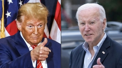 When asked if he thinks Biden was using cocaine, Trump suggested that Biden was "all jacked up" and "higher than a kite" during the SOTU speech last month. (AFP) When asked if he thinks Biden was using cocaine, Trump suggested that Biden was "all jacked up" and "higher than a kite" during the SOTU speech last month. (AFP)