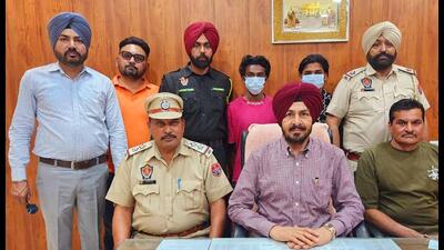 The accused of drug peddling in custody of STF Ludhiana Range on Saturday.