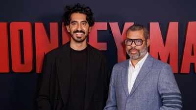 Dev Patel, left, and Jordan Peele pose for photographers upon arrival at the premiere of the film 'Monkey Man' in London on Monday, March 25, 2024. (Photo by Vianney Le Caer/Invision/AP) (Vianney Le Caer/Invision/AP)