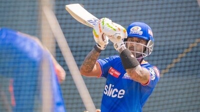 Suryakumar Yadav during MI's training session (X/mipaltan) Suryakumar Yadav during MI's training session (X/mipaltan)