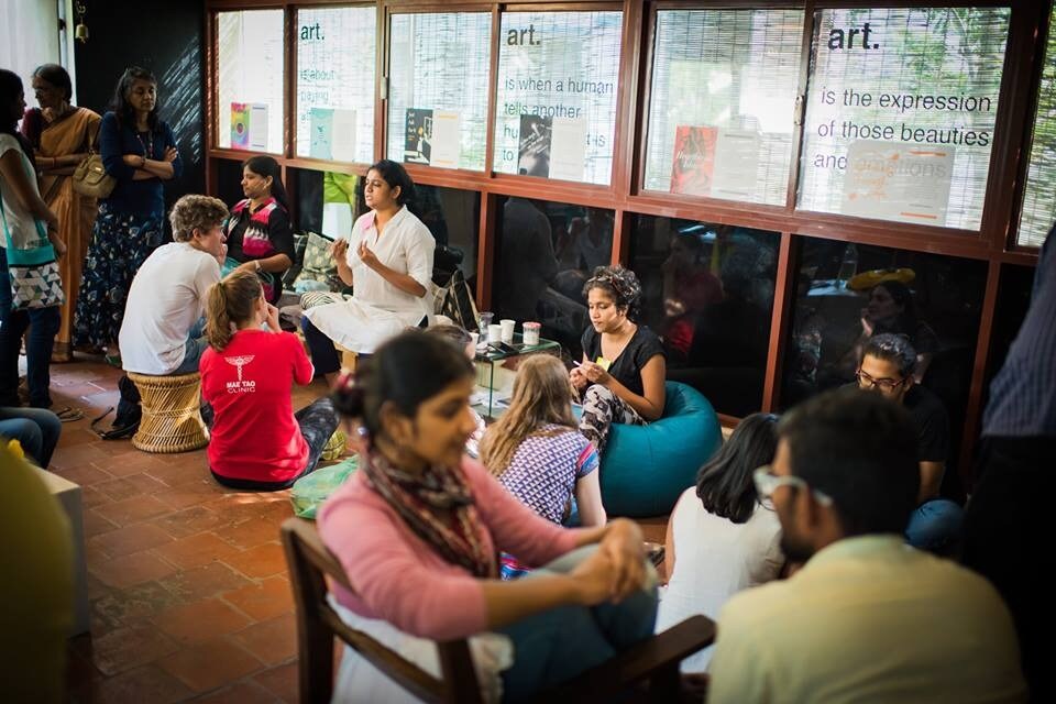 Anti-café-goers at Backyard in Chennai. Anti-café-goers at Backyard in Chennai.