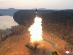 This photo provided by the North Korean government shows the test-fire of what they call an intermediate-range ballistic missile on the outskirts of Pyongyang, North Korea Tuesday, April 2, 2024. This photo provided by the North Korean government shows the test-fire of what they call an intermediate-range ballistic missile on the outskirts of Pyongyang, North Korea Tuesday, April 2, 2024.