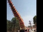120-foot chariot crashes down during procession in Bengaluru's Anekal. VIDEO 120-foot chariot crashes down during procession in Bengaluru's Anekal. VIDEO