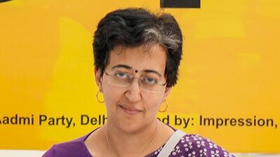 Atishi at the AAP’s day-long protest against the arrest of Delhi chief minister Arvind Kejriwal at Jantar Mantar in New Delhi on Sunday. (PTI) Atishi at the AAP’s day-long protest against the arrest of Delhi chief minister Arvind Kejriwal at Jantar Mantar in New Delhi on Sunday. (PTI)