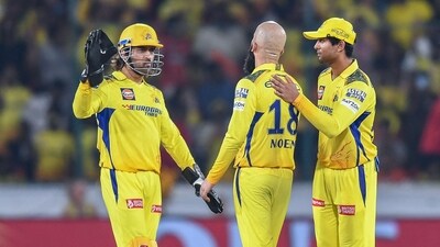Chennai Super Kings' Moeen Ali (C) celebrates with teammates after taking the wicket of Sunrisers Hyderabad's Shahbaz Ahmed during the Indian Premier League (AFP) Chennai Super Kings' Moeen Ali (C) celebrates with teammates after taking the wicket of Sunrisers Hyderabad's Shahbaz Ahmed during the Indian Premier League (AFP)