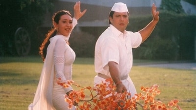Govinda with Karishma Kapoor in a still from Hero No 1, which was directed by David Dhawan and produced by Vashu Bhagnani. Govinda with Karishma Kapoor in a still from Hero No 1, which was directed by David Dhawan and produced by Vashu Bhagnani.