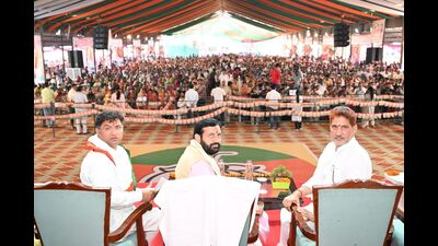 Haryana chief minister Nayab Singh Saini during the rally at Tohana. Haryana chief minister Nayab Singh Saini during the rally at Tohana.