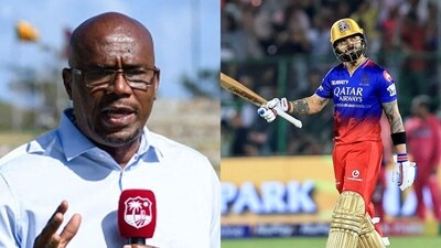Ian Bishop faced criticism for hyping up Virat Kohli's knock vs RR. (X and PTI Image) Ian Bishop faced criticism for hyping up Virat Kohli's knock vs RR. (X and PTI Image)