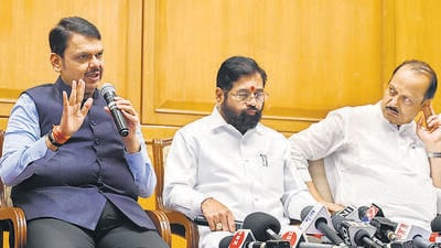 Maharashtra Chief Minister Eknath Shinde (C), Deputy Chief Ministers Devendra Fadnavis (L) and Ajit Pawar. (HT FILE PHOTO) Maharashtra Chief Minister Eknath Shinde (C), Deputy Chief Ministers Devendra Fadnavis (L) and Ajit Pawar. (HT FILE PHOTO)