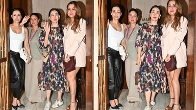Malaika Arora, Kareena Kapoor, Karisma Kapoor and Amrita Arora were spotted at Manish Malhotra's home. Malaika Arora, Kareena Kapoor, Karisma Kapoor and Amrita Arora were spotted at Manish Malhotra's home.