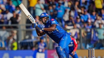 Mumbai: Mumbai Indians' Romario Shepherd plays a shot during the Indian Premier League (IPL) cricket match between Delhi Capitals and Mumbai Indians (PTI)