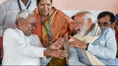 Prime Minister Narendra Modi praised Bihar chief minister Nitish Kumar crediting him and former deputy CM Sushil Kumar Modi for pulling the state out of the RJD’s ‘Jungle Raj’. (ANI) Prime Minister Narendra Modi praised Bihar chief minister Nitish Kumar crediting him and former deputy CM Sushil Kumar Modi for pulling the state out of the RJD’s ‘Jungle Raj’. (ANI)