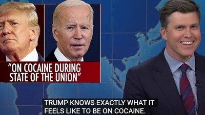 After his briefing on the NY earthquake, Colin Jost moved to discuss US politics ahead of the presidential elections, which would potentially see a rematch between incumbent Joe Biden and Donald Trump in November. (Saturday Night Live's Weekend Update) After his briefing on the NY earthquake, Colin Jost moved to discuss US politics ahead of the presidential elections, which would potentially see a rematch between incumbent Joe Biden and Donald Trump in November. (Saturday Night Live's Weekend Update)