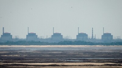 A view shows Zaporizhzhia Nuclear Power Plant from the bank of Kakhovka Reservoir near the town of Nikopol (REUTERS)