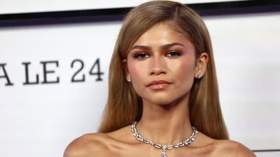 The Euphoria alum wore her hair down and styled straight, and she sported a natural makeup look. (AFP) 