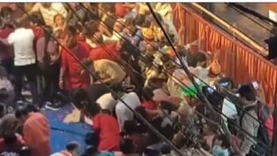 Several people were injured after a stage collapsed during PM Modi's roadshow. Several people were injured after a stage collapsed during PM Modi's roadshow.