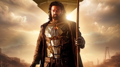 Prabhas in a still from Kalki 2898 AD. Prabhas in a still from Kalki 2898 AD.
