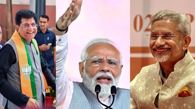 Prime Minister Narendra Modi (centre), External affairs minister S Jaishankar (right), and commerce minister Piyush Goyal. Prime Minister Narendra Modi (centre), External affairs minister S Jaishankar (right), and commerce minister Piyush Goyal.