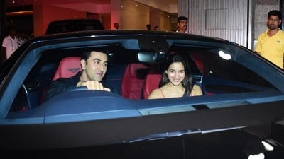 Ranbir Kapoor was spotted driving his swanky new Bentley Continental with wife Alia Bhatt. His new car is reportedly worth <span class='webrupee'>₹</span>8 crore. They were seen exiting their building Vastu for a late-night outing. (Pic: Varinder Chawla) Ranbir Kapoor was spotted driving his swanky new Bentley Continental with wife Alia Bhatt. His new car is reportedly worth <span class='webrupee'>₹</span>8 crore. They were seen exiting their building Vastu for a late-night outing. (Pic: Varinder Chawla)
