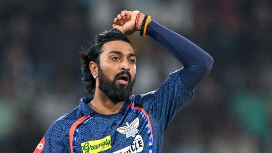 Spinners Krunal Pandya and BIshnoi then slowed the run rate down to a trickle and built pressure on GT. Krunal struck twin blows in the ninth over to peg back LSG's chase.(AFP)