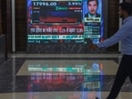 Stock market holiday: A screen inside the Bombay Stock Exchange (BSE) building in Mumbai, India.