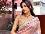 Janhvi Kapoor in a blush pink tissue saree(Photo: Instagram)