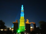 On Sunday, Qutub Minar was illuminated with the colours of the Rwandan national flag.