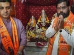 Thane, India - April ,06, 2024:Chief Minister Eknath Shinde with son Shrikant shinde ,in Thane, in Mumbai, India, on, Saturday, April,06, 2024. ( Praful Gangurde / HT Photo ) Thane, India - April ,06, 2024:Chief Minister Eknath Shinde with son Shrikant shinde ,in Thane, in Mumbai, India, on, Saturday, April,06, 2024. ( Praful Gangurde / HT Photo )