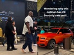 Anant Ambani walking towards his Rolls Royce in Dubai. Anant Ambani walking towards his Rolls Royce in Dubai.