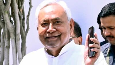 Bihar chief minister Nitish Kumar arrives for a meeting with the senior leaders of Janata Dal (United) ahead of the Lok Sabha elections in Patna on Monday. (ANI) Bihar chief minister Nitish Kumar arrives for a meeting with the senior leaders of Janata Dal (United) ahead of the Lok Sabha elections in Patna on Monday. (ANI)