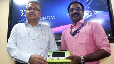C-DAC executive director Col AK Nath (retd), left, and Anish Satya with Smartfarm at a press conference on Monday. It is indigenously developed and helps farmers to plan irrigation and fertilisation based on environmental and soil conditions to ensure maximum yield (HT) C-DAC executive director Col AK Nath (retd), left, and Anish Satya with Smartfarm at a press conference on Monday. It is indigenously developed and helps farmers to plan irrigation and fertilisation based on environmental and soil conditions to ensure maximum yield (HT)