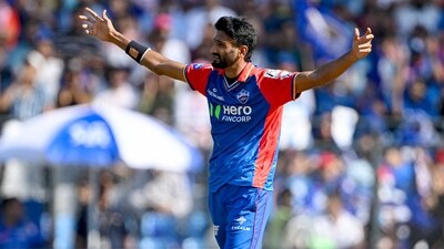 Delhi Capitals' Khaleel Ahmed celebrates after taking a wicket. (AFP) Delhi Capitals' Khaleel Ahmed celebrates after taking a wicket. (AFP)