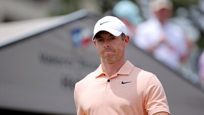 Apr 7, 2024; San Antonio, Texas, USA; Rory McIlroy of Northern Ireland walks down the fairway after hitting a tee shot on the tenth hole during the final round of the Valero Texas Open golf tournament. Mandatory Credit: Erik Williams-USA TODAY Sports (USA TODAY Sports via Reuters Con)