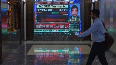 Voltas AC share price: A screen inside the Bombay Stock Exchange (BSE) building in Mumbai, India. (Bloomberg) Voltas AC share price: A screen inside the Bombay Stock Exchange (BSE) building in Mumbai, India. (Bloomberg)