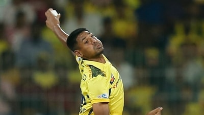 CSK never really got back up after that period. Shreyas Iyer (34 off 32 balls) never got going and Rinku Singh (9 off 14 balls) and Andre Russell (10 off 10 balls) couldn't up the ante as the canny Mustafizur Rahman (2/22) and Tushar Deshpande (3/33) were fantastic at the death. (AP) CSK never really got back up after that period. Shreyas Iyer (34 off 32 balls) never got going and Rinku Singh (9 off 14 balls) and Andre Russell (10 off 10 balls) couldn't up the ante as the canny Mustafizur Rahman (2/22) and Tushar Deshpande (3/33) were fantastic at the death. (AP)
