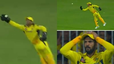 MS Dhoni dropped an easy catch of Andre Russell (X Images) MS Dhoni dropped an easy catch of Andre Russell (X Images)
