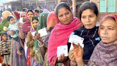 Women voters at a polling booth in Jodhpur, Rajasthan. (PTI File Photo) Women voters at a polling booth in Jodhpur, Rajasthan. (PTI File Photo)