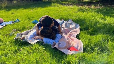 Jehangir cuddles with his mom as they hang out in a garden in London. Kareena has previously said that London is their favourite place to holiday at. Jehangir cuddles with his mom as they hang out in a garden in London. Kareena has previously said that London is their favourite place to holiday at. 