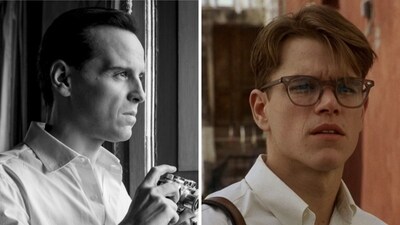 Andrew Scott in Ripley (left), Matt Damon in The Talented Mr. Ripley.