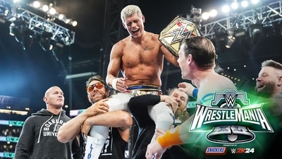 WWE WrestleMania 40: Cody Rhodes after winning the match. (X/WWE) WWE WrestleMania 40: Cody Rhodes after winning the match. (X/WWE)