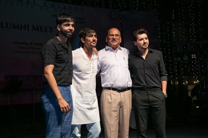 The three punters share a candid moment with the principal, Dinesh Khattar The three punters share a candid moment with the principal, Dinesh Khattar