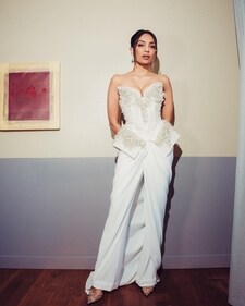 Sobhita Dhulipala in a white draped pant style (Photo: Instagram) Sobhita Dhulipala in a white draped pant style (Photo: Instagram)