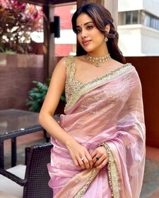 Janhvi Kapoor in a blush pink tissue saree (Photo: Instagram)